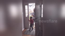 Boy, 4, scared by surprise party