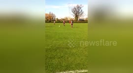 Amateur footballer scores epic free kick to win league
