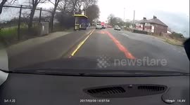 Reckless Driver Mounts The Kerb Near School At Close