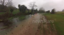 Wakeboarding the floods in Gloucestershire