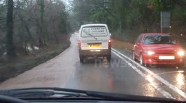 Flooding in Cornwall severe rain 14/2/14 A39 near Perranarworthal