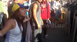 Student protester vents frustration at riot police