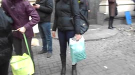 Ukraine protesters display ample stock of food supplies.