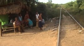 BAMBOO TRAIN CRASH IN CAMBODIA