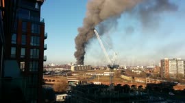 Huge fire burns in Salford