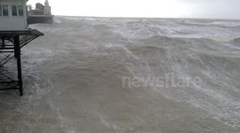 Brighton Pier Massive Waves & Storm UK Weather (Right Hand Side)