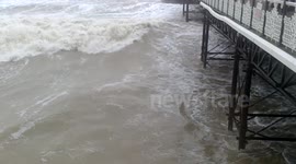 Brighton Pier Massive Waves & Storm UK Weather (Left Hand Side)