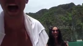 Boyfriend drops engagement ring into Thai lagoon during proposal prank