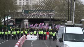 Unite Against Fascism blocked Far-Right British nationalist groups march throught Certral London