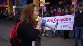 Croydon born activist speaks at the demonstration against home growth terror gangs attacks a 17 year old asylum in Croydon