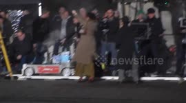 Mary Poppins actors filming kite flying scene in London