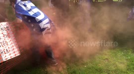 Anti-Trump protesters throw smoke grenades at pro-Trump rally