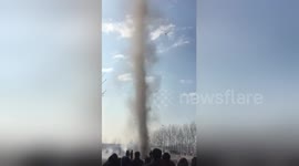Whirlwind forms in cemetery in northern China