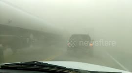 Dust storm brings very low visibility to Nevada highway