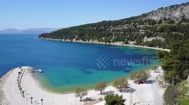 flying over beautiful beach in 4K