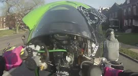 Motorcyclist catches his own wheelie 'fail' on helmet GoPro