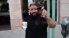 Recording Producer DJ Khaled Spotted in Beverly Hills, CA Giving a Shout Out To Pregnant Beyonce and JayZ