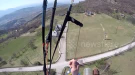 Paraglider has close call with electricty lines during emergency landing
