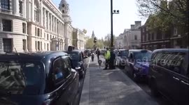 Taxi drivers protest in Westminster bringing traffic to a standstill