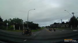 Near Miss with Motorcycle Dashcam footage New Zealand
