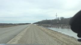 Road Washed out by floodwaters