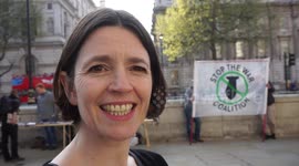 Terina Hine of Stop The War Coalition protest against Trump strike on Syria