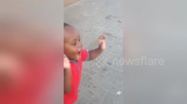 Little boy has hilariously cute reaction to seeing a plane