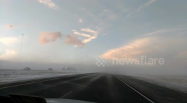 Blowing snow on I-80