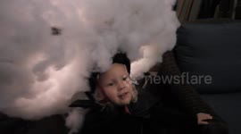 Amazing El Nino Halloween costume with lightning and real rain! (clean)