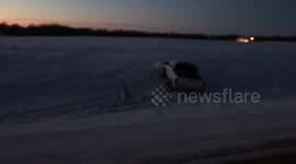 Video footage of truck in the ditch
