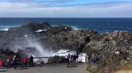 Blowhole erupting when perfect weather conditions align
