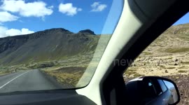 Driving through a Lava Field on Iceland’s Snæfellsnes Peninsula