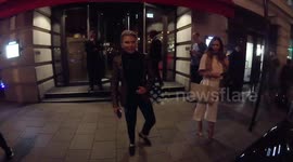 Rodrigo Alves and Leanne McDonnell depart bar in Mayfair