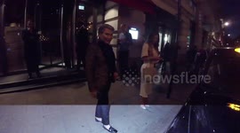 Rodrigo Alves and Leanne McDonnell depart bar in Mayfair