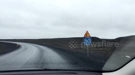 Driving to Dettifoss in Northeast Iceland