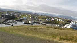 View of Stykkishólmur, Iceland from the Island of Súgandisey