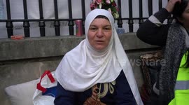 Kurdish speaker at the Kurd's on Hunger Strike opposite Downing street,London,UK