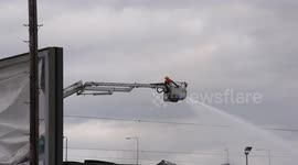 Large fire at builders merchant in Brent Cross, London.