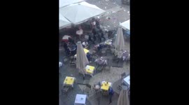 Leicester hooligans clash with Madrid policia