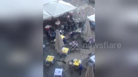 Newsflare Edit - Leicester hooligans clash with Madrid policia