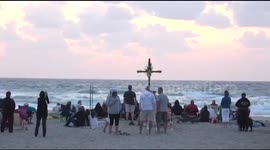Easter Sunday service at sunrise on Florida beach