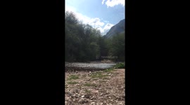 River and clouds timelapse