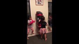 Brother and sisters boxing training