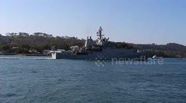 Navy ship HMS Enterprise arrives home after three years at sea