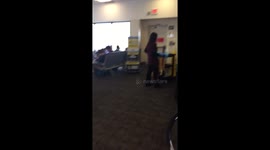Spirit Airlines employees close the door on 3 elderly woman and an injured person.