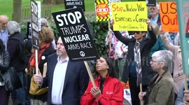 Londoners protest against Trump's international policy outside US embassy