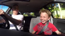 Dad pranks son with fake car horn buttons