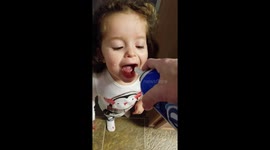 Redi Whip.. Set... Go. Toddler eats whip cream from the can like a PRO!