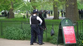 Police search demonstrators at London 420 rally in Hype Park