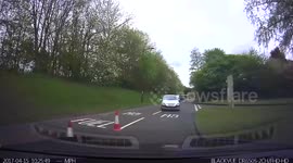 Distracted driver enters service station the wrong way